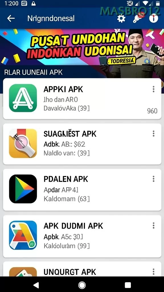 Cuplikan layar PISANG123 — menu navigasi